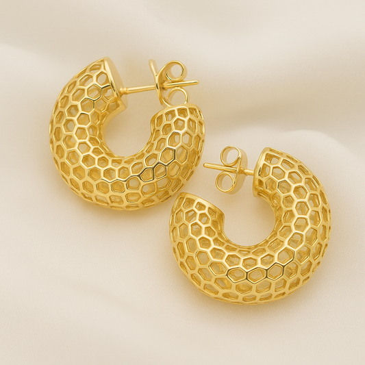 Golden Honeycomb Earrings